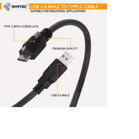 Cable USB 3.0 para Visión Artificial, Macho Tipo A a Macho Tipo C con Conector de Rosca para Cámara Industrial, Datos de Alta Velocidad