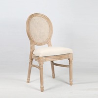 Chaises de salle à manger empilables très vendues, lot de 2 chaises d'appoint sans accoudoirs avec dossier en rotin pour hôtel, mariage, événement
