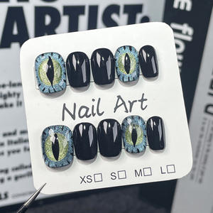 Nouveau produit lancé, teinture bleue au sel de mer, doré et scintillant, bloc de glace transparent et 3D, ongles portables faits à la main - Product Image 5