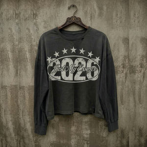 T-shirt noir en coton lourd 100% Hongguan, impression sérigraphique personnalisée, t-shirt à manches longues surdimensionné à double couche pour hommes - Product Image 1