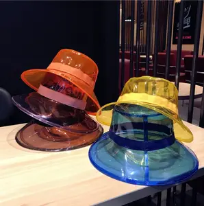 Chapéu de bucket hat, atacado 2023 chapéu de casamento moderno transparente cor doce