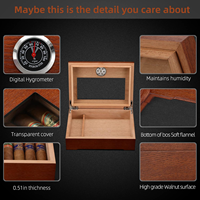 Boîte à cigares en bois sur mesure avec couvercle en verre, hygromètre, humidificateur et séparateur, boîtes à cigares en bois de luxe