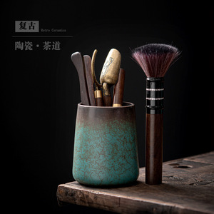 Juego de Té Shangyan Seis Caballeros, Cerámica con Esmalte Azul Floral, Cilindro, Utensilios de Té Kung Fu sin Tapa, Origen Dehua - Product Image 4