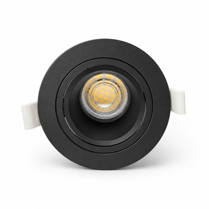 ไฟสปอร์ตไลท์ LED GU10 MR16 แบบฝัง โครงสีดำทรงกลม พร้อมคลิปสองตัว ฝาครอบไฟสำหรับใช้ภายในอาคาร ผิวขัดเงา - Product Image 1