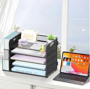 5-Tier Desk Organizer with <b>File</b> Holder Desk Organizers and Accessories Paper Organizer Mesh Desktop <b>File</b> Organizer - Product Image 3