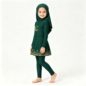 Kids Skirted Burkini Swimwear 3PCS <b>Modest</b> Full Coverage Swimsuit with Hijab Girls <b>Set</b> - Product Image 5