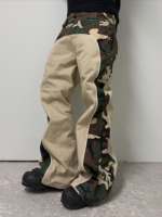 Jean évasé camouflage patchwork pour homme, coupe large, avec empiècements contrastants, style Y2K Hip Hop Streetwear, OEM ODM Marque Privée Personnalisée