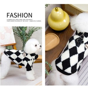 <b>Dog</b> <b>Clothes</b> Argyle Pattern Fleece Jacket <b>For</b> <b>Small</b> <b>Dogs</b> Teddy Winter Autumn Wear - Product Image 2