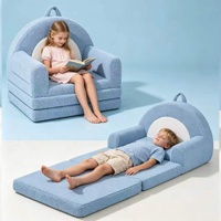 Canapé-lit d'angle convertible 2-en-1 moderne en velours pour enfants et tout-petits