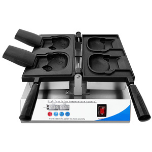 <span class=keywords><strong>XL</strong></span> vente en gros machine à collation à chaleur électrique de bureau commerciale deux carrés ouverture de crème glacée <span class=keywords><strong>gaufrier</strong></span> en forme de chat pour la durabilité - Product Image 1