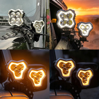 Luz Auxiliar Tri Spot de 90W y 9900LM con Modos de Persecución DRL Blanco Ámbar, Luces de 4 Pulgadas para Pilar A y Bisagra de Capó para Camiones 4x4 Todoterreno