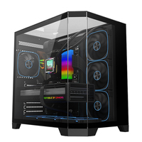AntarcChill Custom Logo Tempered Glass Mid Tower ATX PC Casing Desktop CPU Cabinet Gaming Computer Cases with Fans