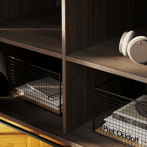 <span class=keywords><strong>Bureau</strong></span> d'ordinateur convertible en bois durable avec plateau pour clavier escamotable, étagère de rangement, design gain de place - Product Image 3
