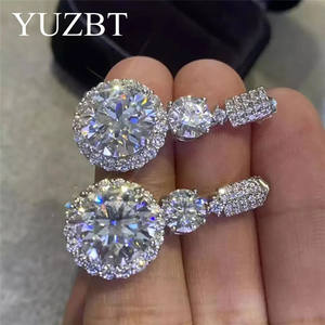 Boucles d'oreilles rondes en argent 925, 12 Carat, brillantes, taillées, <span class=keywords><strong>Test</strong></span> de diamant passé, couleur D, Moissanite, pour mariage, bijoux fins - Product Image 2