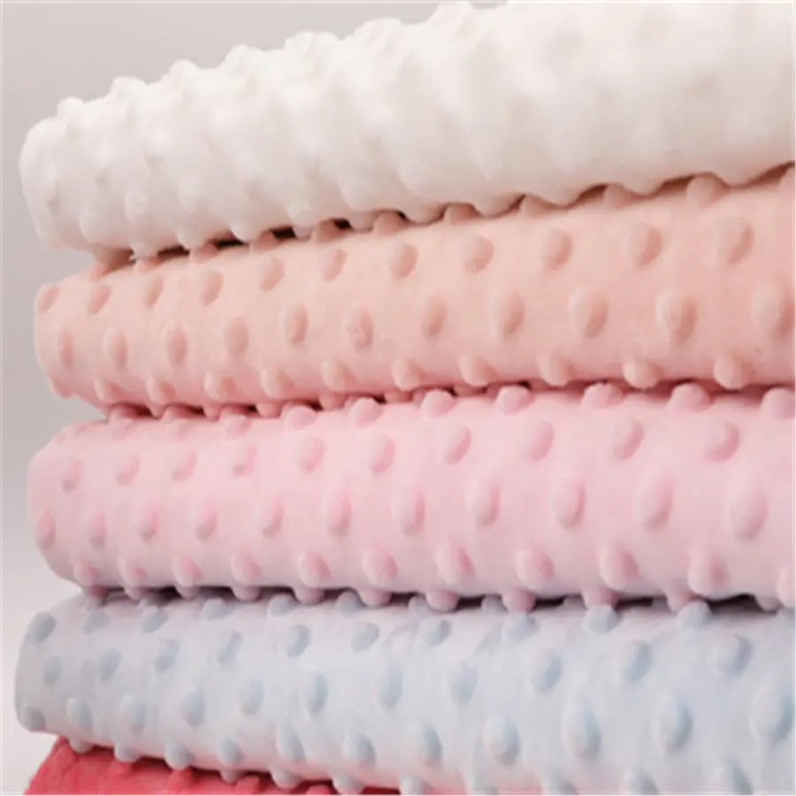 Wholesale Super Soft Minky Dot Minky Plush Minky Fleece Fabric For Baby Blanket Recycle Polyester Fabric