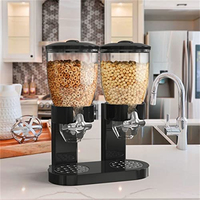 Distributeur de nourriture sèche à double commande, conteneur à riz, distributeur de céréales, conteneurs noirs pour bonbons, noix, céréales, granola, en-cas