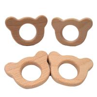 Encantador colgante de oso de madera de dibujos animados, forma de Animal Natural puro, patrón hecho a mano de madera de haya, colgante para hacer joyas DIY