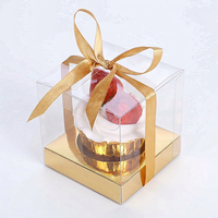 Boîte à cupcakes carrée en PVC dorée et argentée avec ruban, idéale pour les fêtes, les cadeaux et l'emballage de présentation en gros