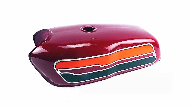 Red fuel tank with logo