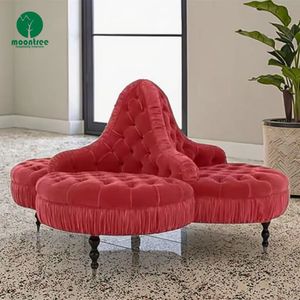 Moontree stile americano retrò Hotel Lounge rotondo <span class=keywords><strong>divano</strong></span> <span class=keywords><strong>grigio</strong></span> centro commerciale Area di attesa per il tempo libero <span class=keywords><strong>divano</strong></span> in pelle - Product Image 3