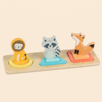 Jouet de tri de formes d'animaux en bois Montessori pour tout-petits Lion, raton laveur, renard – Puzzle d'association éducatif précoce – Cadeau – Vente en gros
