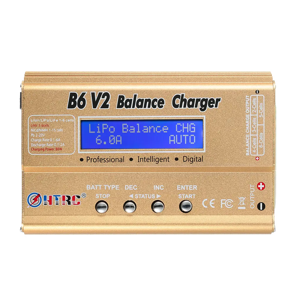 HTRC B6 V2 LiPo Battery Charger 80W 6A Digital RC Caricatore Dell'equilibrio Della Batteria per NiMH/NiCD/Li-Fe Pack w/Display LCD RC di Hobby