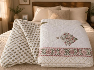 Top Selling Hand Block Print Cotton <b>Quilt</b> Jaipuri Razai <b>Bedding</b> Reversible Boho Home Decor Great Price - Product Image 5