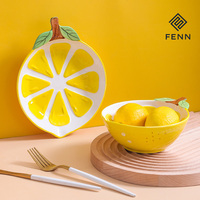 Service de table en porcelaine écologique peint à la main FENN pour diverses occasions, utilisant des couverts en céramique en forme de fruits