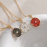 MIENTER Colliers Soleil Pendentif Or Rouge Haute Qualité Émail Collier Femme
