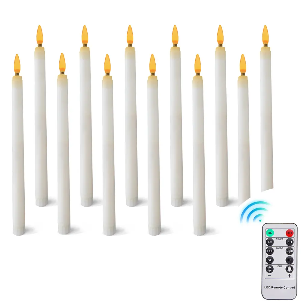 Wedding Favors Battery Operated 3D Flameless Led Candles Plastic Taper Flickering Candles with Remote Control And Timer