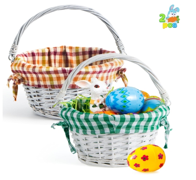 Modern Style Simple Wicker Easter Toys Baskets Factory Direct Made From Natural Rattan with Brass Metal for Christmas