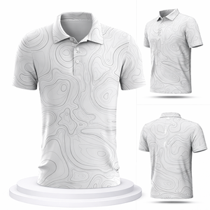 <span class=keywords><strong>Polo</strong></span> da Golf Personalizzate con Stampa Topografica a Contorni, Design Moderno e Professionale, Logo Ricamato - Product Image 4