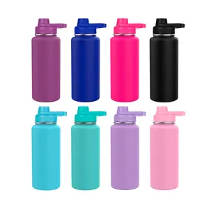 32oz Vacuum Insulated Stainless Steel Water Bottle Logo Custom Double Wall Insulated Bubble Tea Tumbler Wholesales Portable Aqua