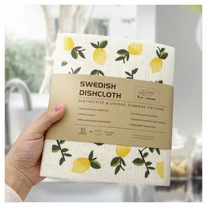 Support Custom Lazy Absorbent Home Cleaning Cloth Product Degradable Kitchen Cellulose Sponge Cloths
