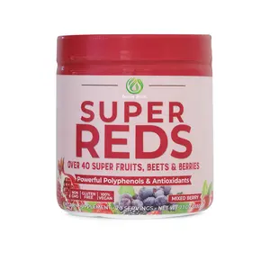 Super Reds Powder, über 40 Super früchte, Rüben & Beeren. Pulver förmige Polyphenole & Antioxidantien, gemischte Beeren. Trinken Sie reich an Vitaminen und Fasern