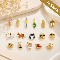 Pendentif en acier inoxydable avec motifs cheval, chat, crabe et aliments, serti de zirconiums cubiques, pour la création de bijoux DIY