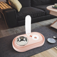 Gamelle à double fontaine automatique pour chien, en acier inoxydable, 4 pièces, fontaine à boire non humide, bol pour animaux de compagnie, adapté au chat