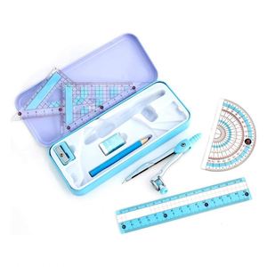 Nuevo Set de Papelería de Diseño para Estudiantes de Matemáticas: Caja de Geometría, Regla, Compás y Borrador - Product Image 1