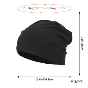 <span class=keywords><strong>Bonnet</strong></span> fin et souple en tricot, couleur unie, pour le sommeil, la chimiothérapie, en coton, style décontracté et tombant - Product Image 3