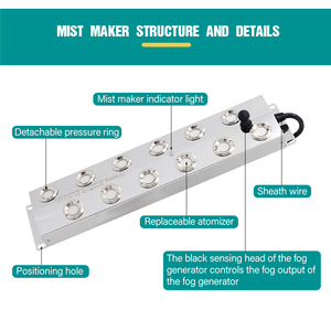 Máy tạo độ ẩm siêu âm 9L/H Máy tạo sương mù bằng thép không gỉ <span class=keywords><strong>12</strong></span> đầu cho ao cá cảnh - Product Image 3