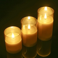 Vela electrónica LED de cristal de Pilar móvil de cera Real, vela sin llama con pilas, temporizador de Control remoto, decoración del hogar, Diwali