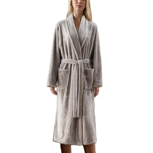 Plush Jacquard <strong>Robes</strong> for Women Warm Coral Fleece Pyjamas Floor Length Customized Bathrobes Adult Thicker Long <strong>Coat</strong> with Pockets - Product Image 1