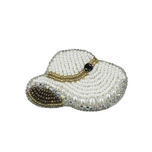 Mode <span class=keywords><strong>couture</strong></span> accessoires bouteille de <span class=keywords><strong>parfum</strong></span> Cocktail verre dame chapeau riz perle tissu autocollant texturé à la main verre Badge autocollant - Product Image 5