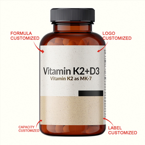 วิตามิน K2 (MK7) D3 อาหารเสริมสำหรับผู้ใหญ่ สูตรไม่ใช่จีเอ็มโอ 5000 IU D3 90 ไมโครกรัม K2 MK-7 120 แคปซูลมังสวิรัติ วิตามิน k2 d3 - Product Image 3