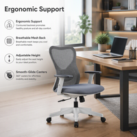 Chaise de bureau ergonomique pivotante de direction à dossier mi-haut en maille avec soutien lombaire, confortable et de haute qualité – Offre spéciale