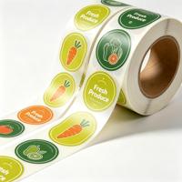 Autocollants pour produits alimentaires avec logo personnalisé, imperméables, écologiques, autocollants adhésifs, étiquettes pour fruits et légumes frais, rouleau pour marché agricole, supermarché