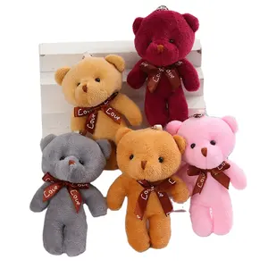 Vente en gros de mini ours en peluche mignon, animal en peluche personnalisé, porte-clés jouets pendentifs