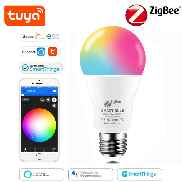 2024 New Tuya Zigbee 3.0 Smart Mini RGBCW E27 LED Bulb Support Voice Control