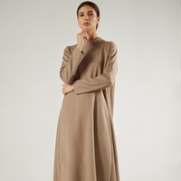 Abaya ouverte texturée premium Lilas Français ornée, robe de prière musulmane modeste avec hijab intégré, taille XS, en soie Nida
