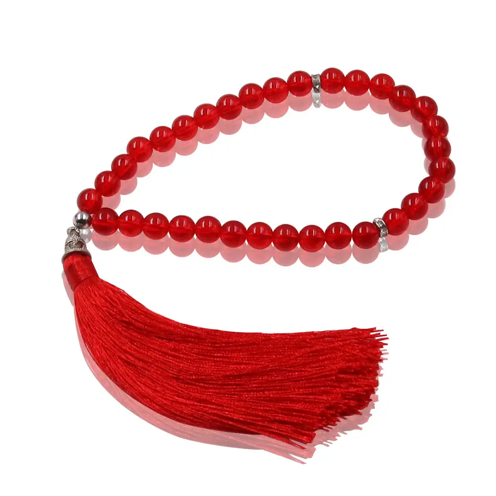 8ミリメートル33 Beaded Prayer Beads Clear Red Crystal Color Rosary Beads Tasbih For Ramadan DayのGifts